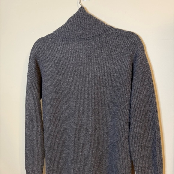 MADEWELL Merino Wool Turtleneck Sweater Dress Gray Ribbed S - Picture 6 of 9